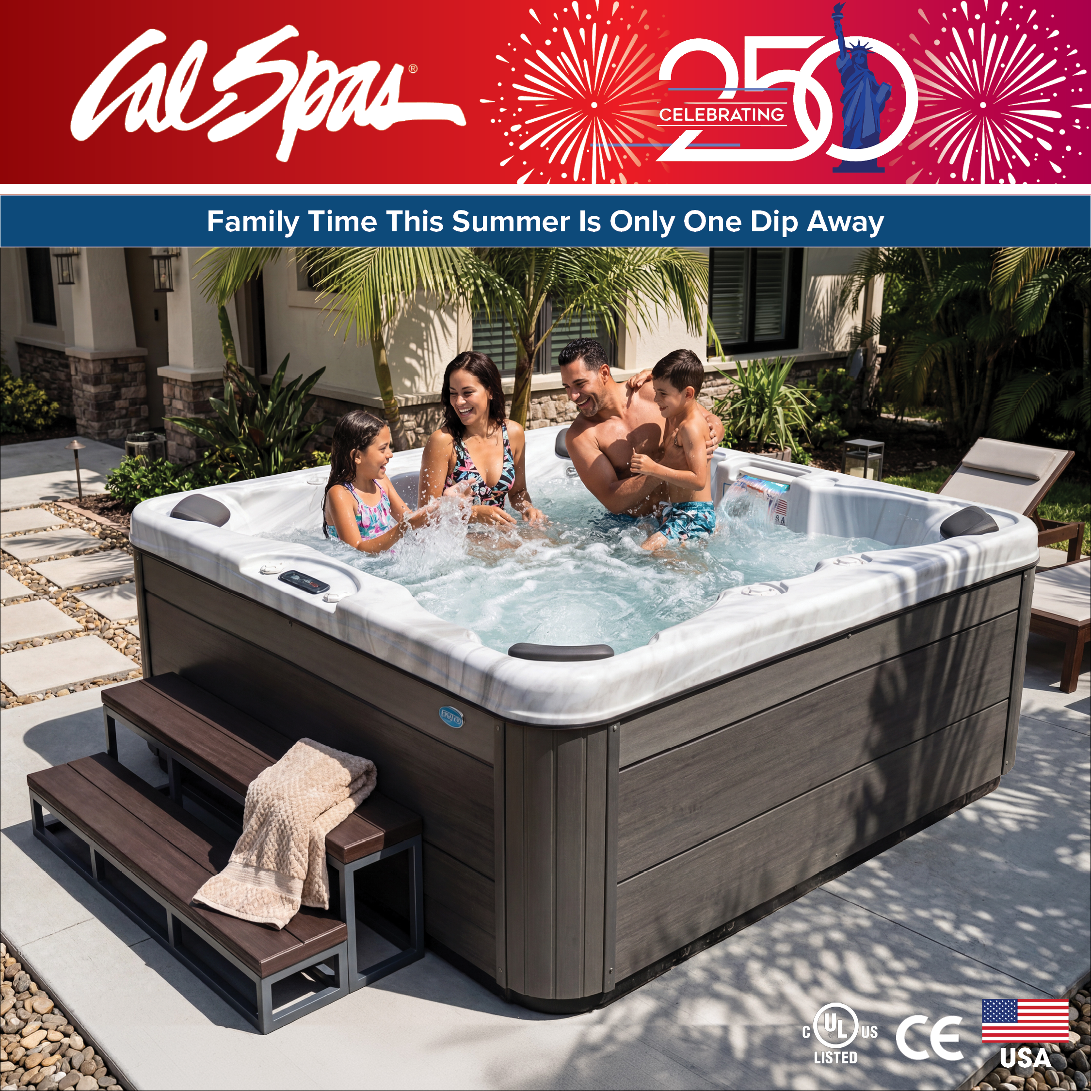 Calspas hot tub being used in a family setting - Jennison